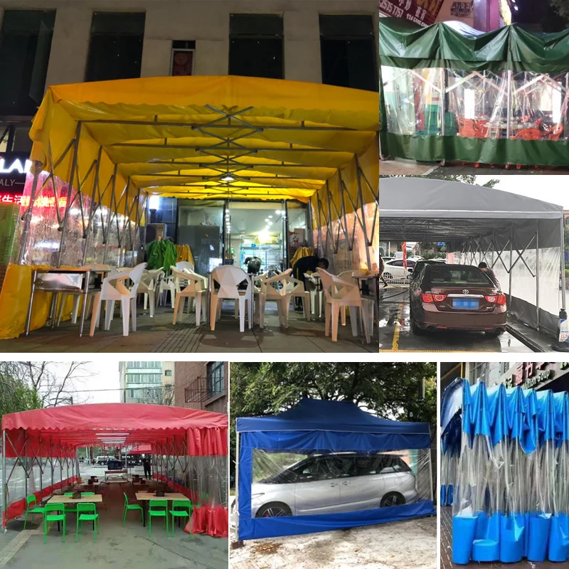 Фото Outdoor Transparent Tarpaulin Colour Splice Waterproof Cloth 0.3MM Sunscreen Windshield PVC Tarp Restaurant Rain Curtain №5