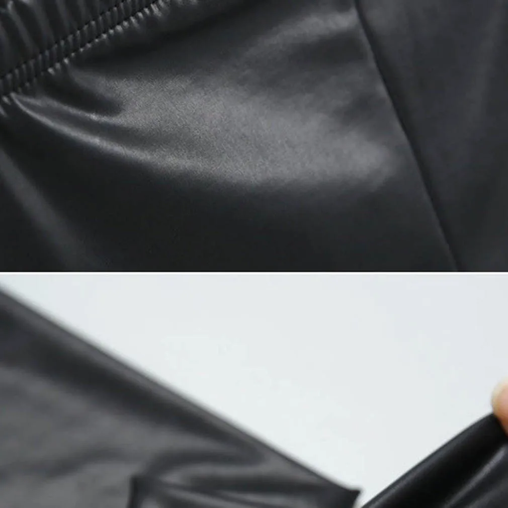 

Thin Elastic Pants Autumn Sexy Solid Faux Leather Women High Waist Stretch Slim Fit Pants Plus Size