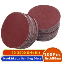 100pcs 4 inch 100mm flocking sanding sheets sanding disc dry grinding sandpaper abrasive paper 60 to 1200 grits hook loop