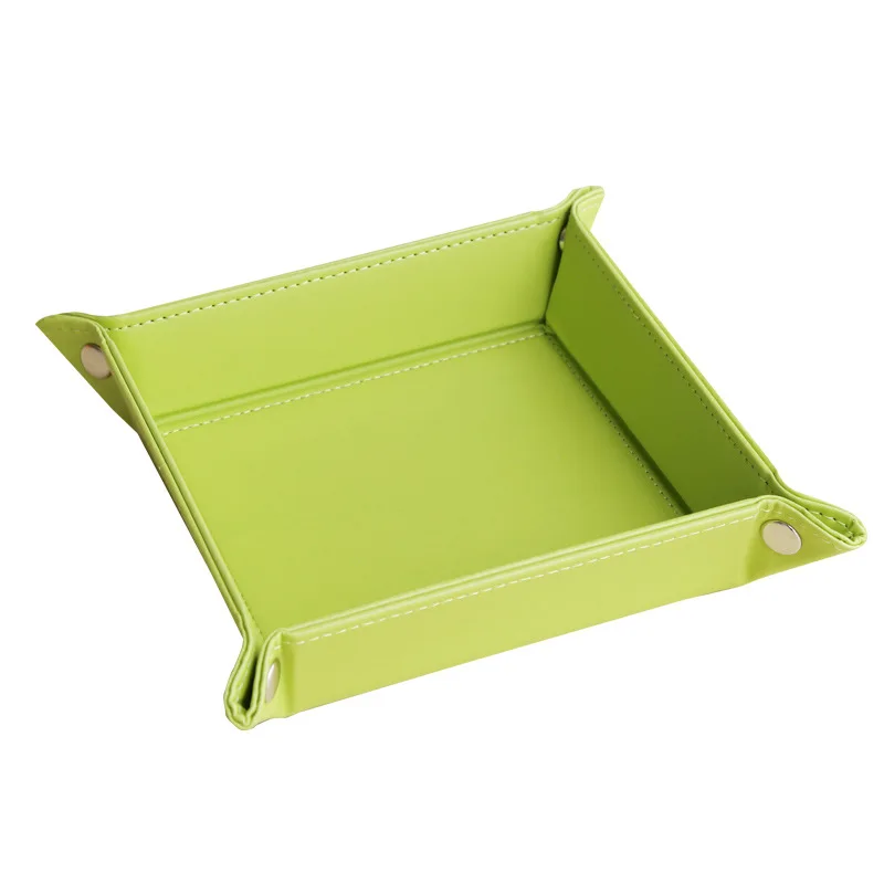 

PU Leather Disc Changer Key Storage Box Coin Keys Trinket Tray for Serving Sundries Organizer 8 Colors Accessories Case