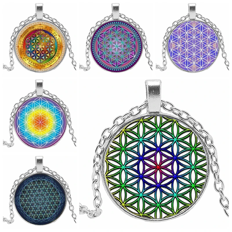 2019 Новая модная жизнь цветок ожерелье Йога чакра кулон Мандала модные стеклянные