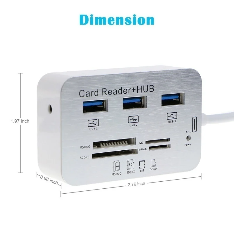 Кардридер type-C на USB внутренний 3,0 кардридер с концентратором 7 в 1 TF Sdcard Reader аксессуары для ноутбуков Multi Kaartlezer
