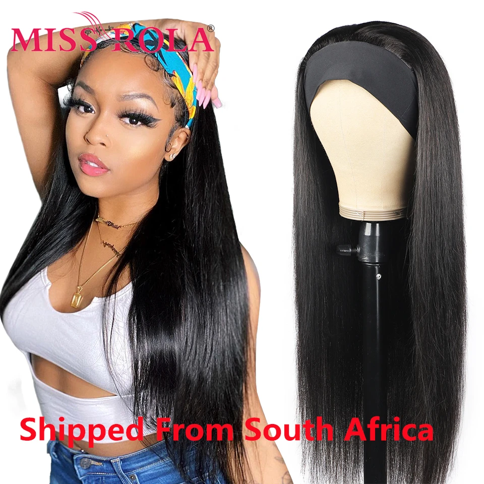 

Miss Rola Straight Peruvian Headband Human Hair Wigs 100% Human Hair Wig Natural Color 10-30 Inchs 150 Density Remy Hair Wig