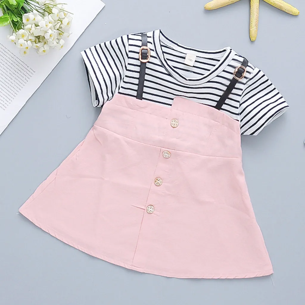 Новинка 2020 весенне-летнее платье для девочек милое лоскутное в полоску на