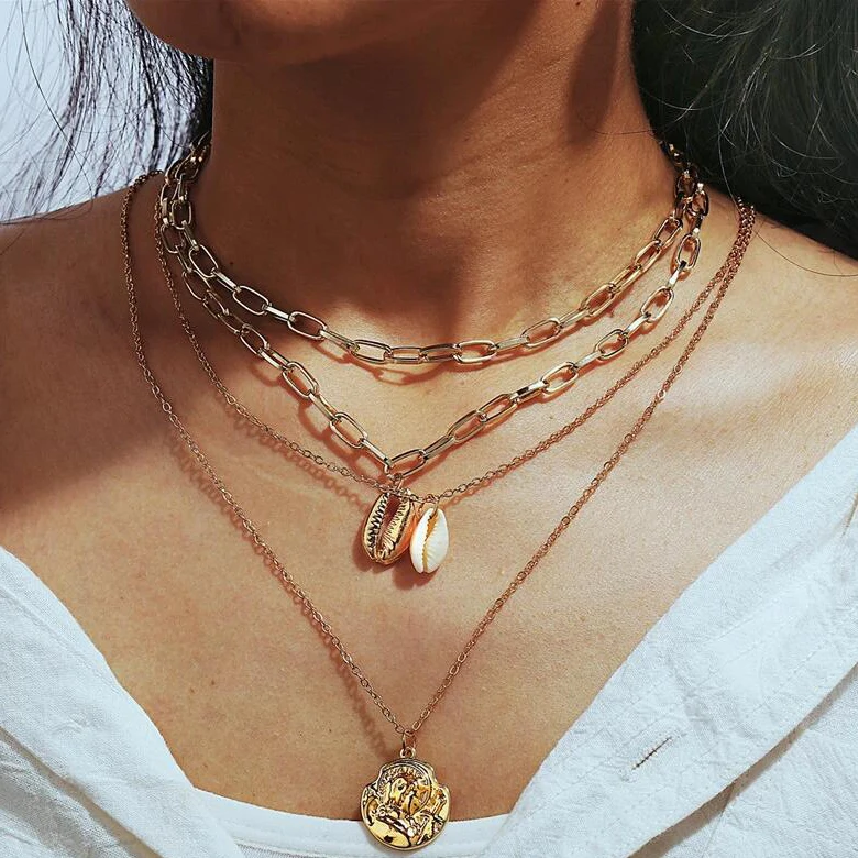 Богемное массивное многослойное ожерелье s для женщин портретное круглое с