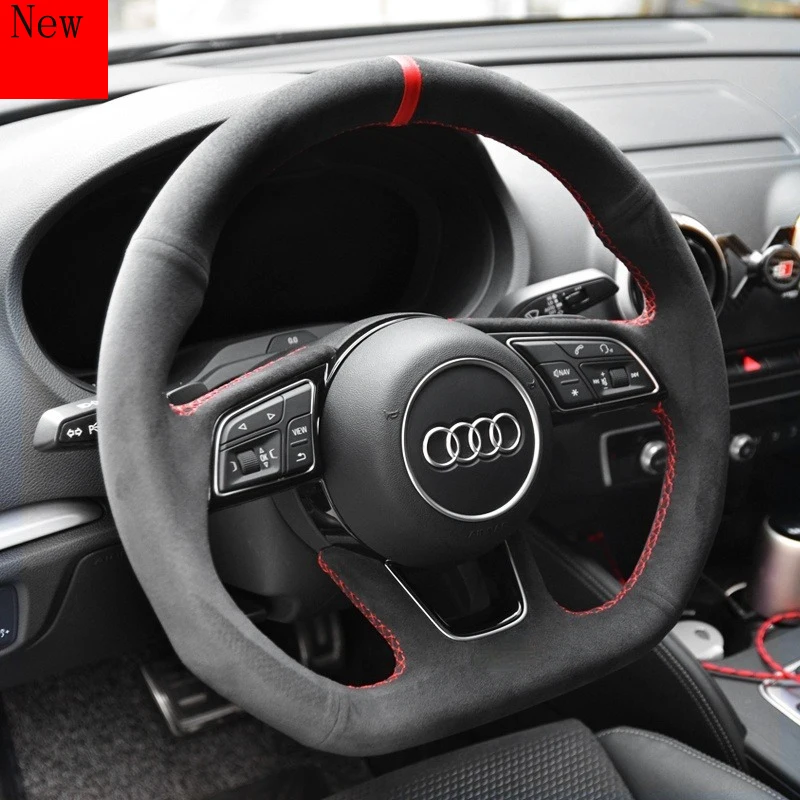 

Для Audi A4l A6l A3 A5 Q5l Q3 Q7 A8 TT Q2l по индивидуальному заказу из замши ручной работы чехол рулевого колеса автомобиля, автомобильные аксессуары
