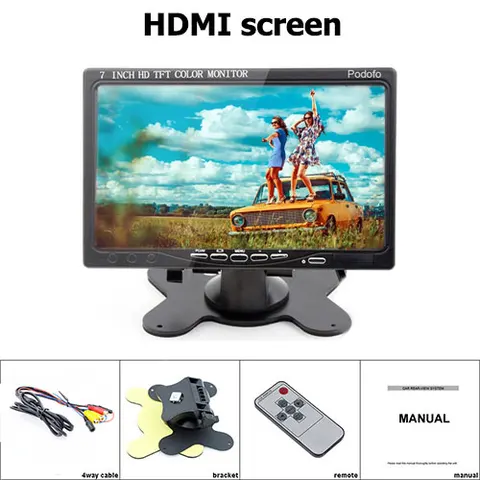 Мини-монитор Podofo с ЖК-дисплеем 7 дюймов, HDMI/ VGA/видео/аудио