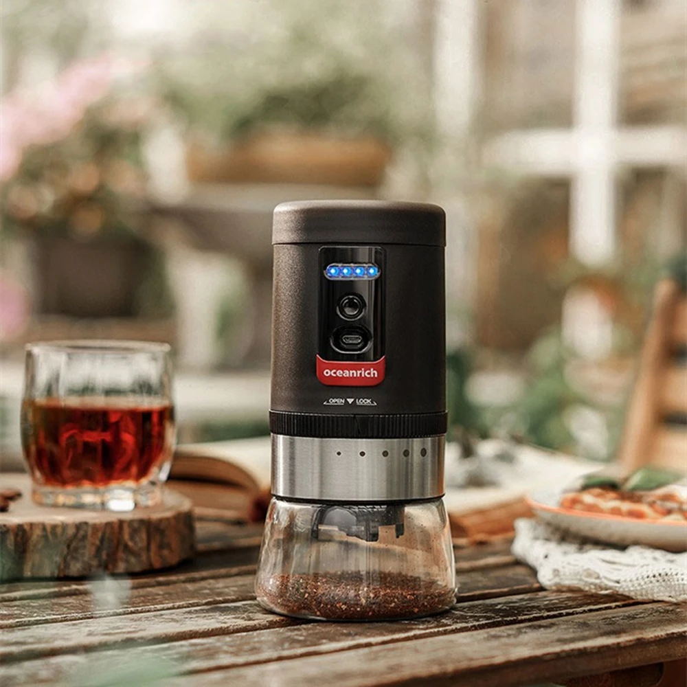 Электрическая кофемолка Oceanrich USB перезаряжаемая для зерен эспрессо 5 уровней