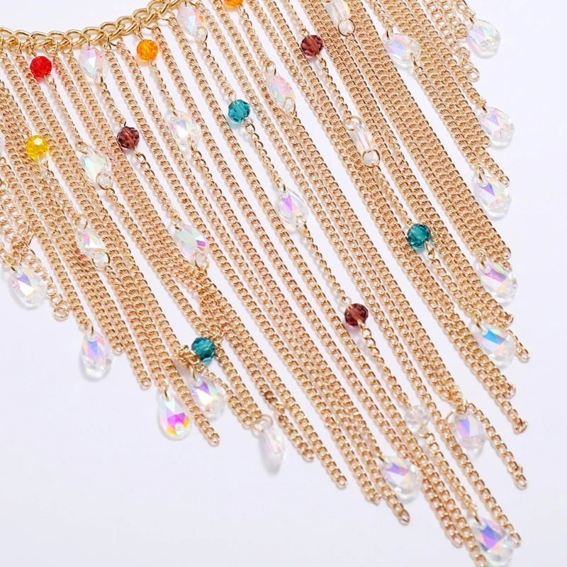 

Маскарадная маска вуаль металлическая кисточка цепочка для лица с красочным кулоном из искусственного кристалла M68C