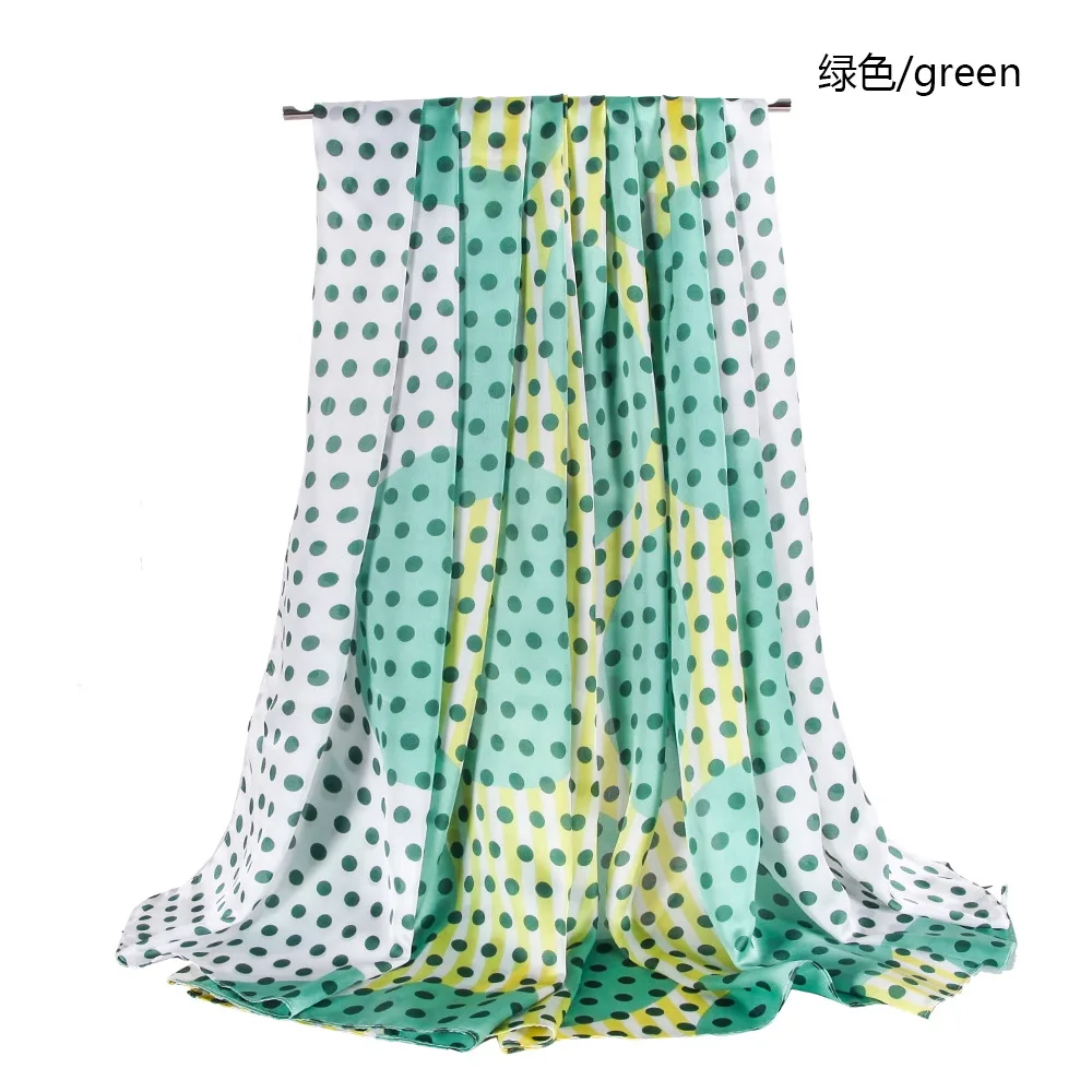 180*90 см Новый женский шелковый шарф с принтом в горошек ретро солнцезащитный