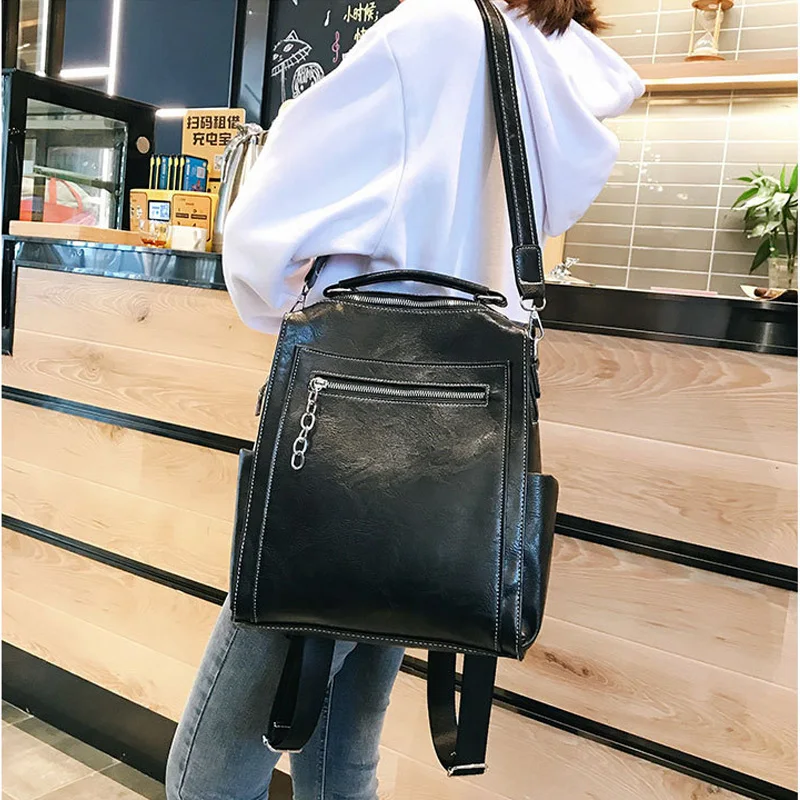 Модный женский кожаный рюкзак с защитой от кражи женские вместительные рюкзаки