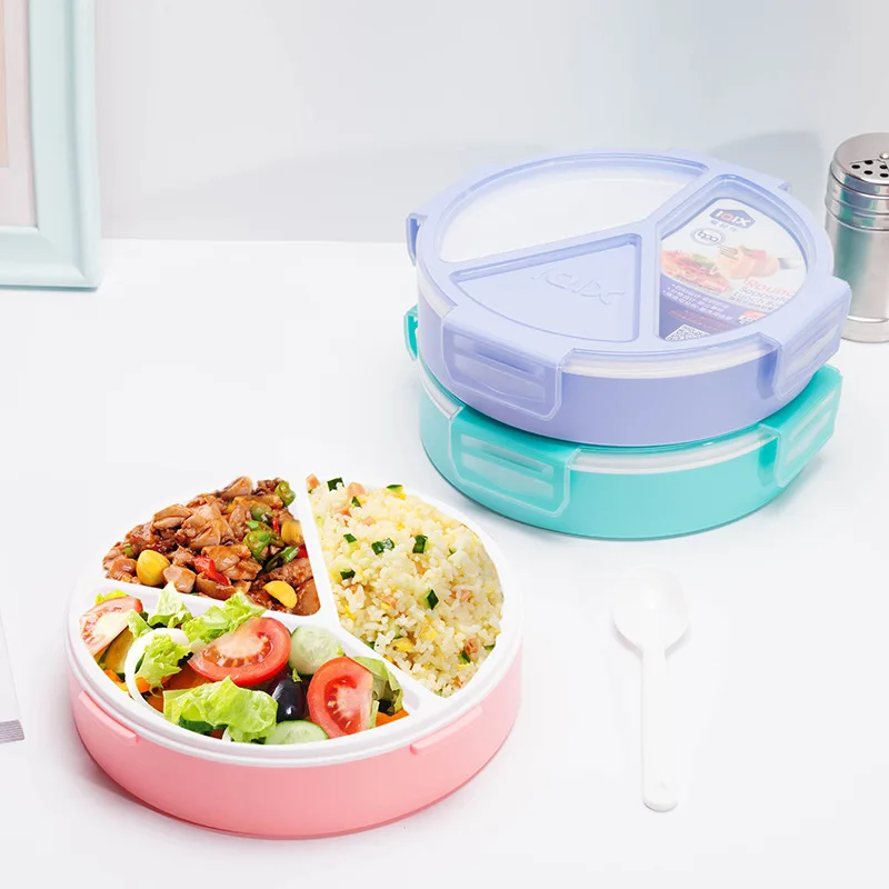 Герметичный Ланч-бокс Bento, без бпа, без микроволокна, Ланч-бокс с ложкой, посуда, портативный, для пикника, школы, контейнер для хранения еды