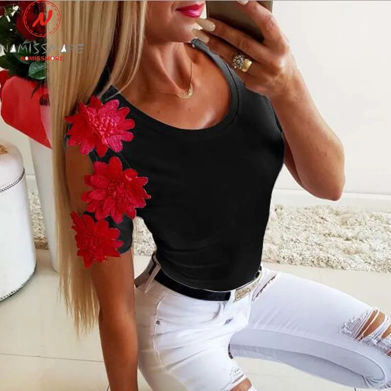 Женская футболка дешевая одежда модная летняя однотонная Повседневная с