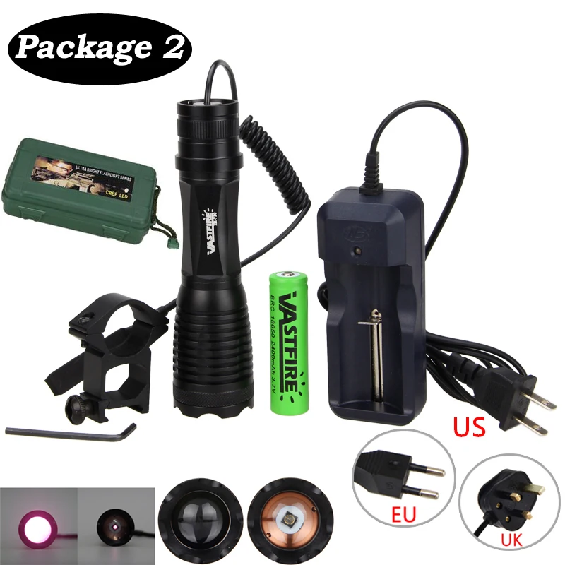 Package 2 10 Вт IR 940nm оружейный фонарь для ружья светодиодный ночного видения масштабируемый Инфракрасный Лучевой Фокус прицел для ружья для страйкбола крепление дистанционного переключателя 18650 - Цвет: Package 2