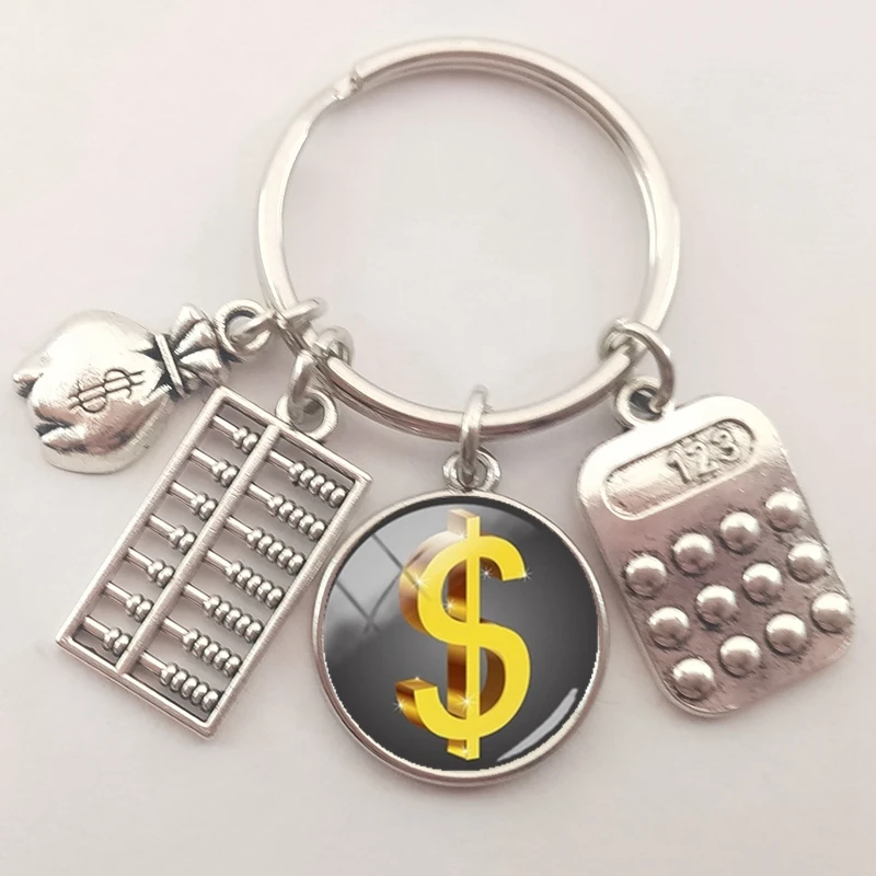 Модный брелок аксессуары с логотипом в долларах стеклянный выпуклой