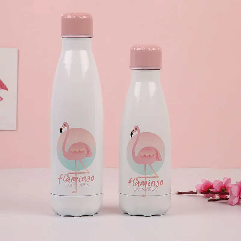 Изготовленная на заказ бутылка для воды с фламинго милый цветочный термос