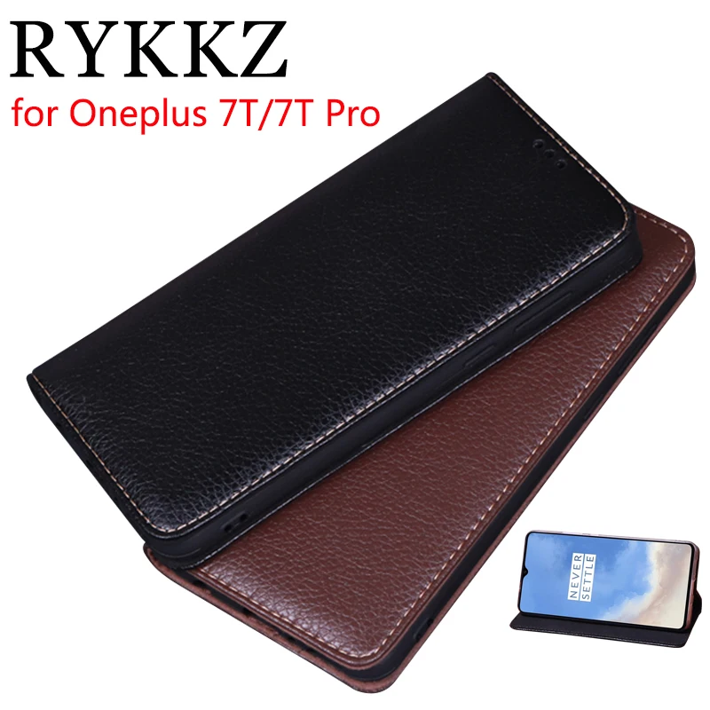Роскошный кожаный флип-чехол RYKKZ для Oneplus 7T защитный чехол 5 5T 6 7 6T Pro бесплатная