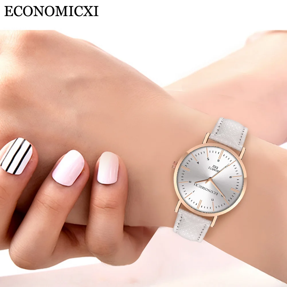 Часы наручные женские кварцевые с круглым циферблатом модные повседневные