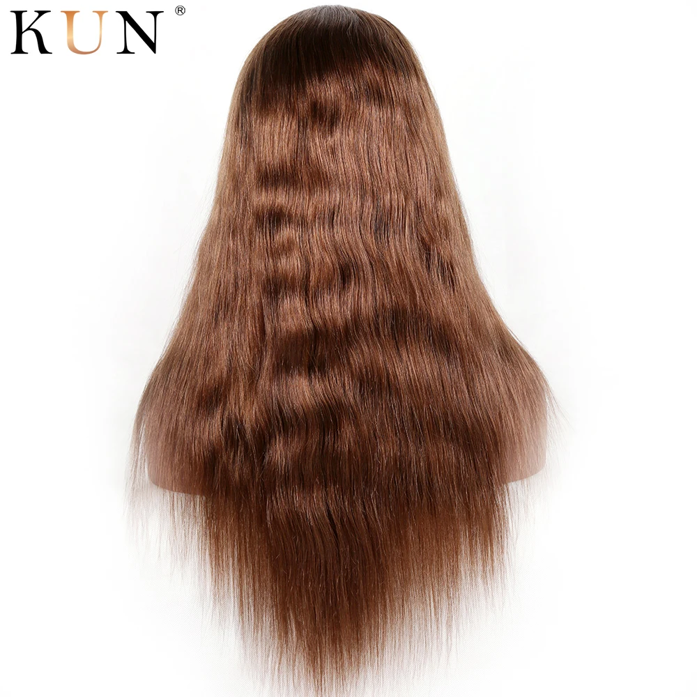 #6 каштановый коричневый прямой Омбре человеческие волосы парик 13x4 13x6 парики