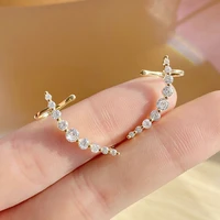 korean elegant shining rhinestone women earring charm aaa bling bling cz ear bone clip earring for girl wedding daily jewels