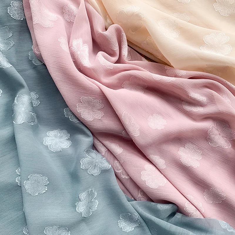 

New Hanfu Jacquard Chiffon Fabric Crepe Base Cloth DIY Clothing Dress Fabric