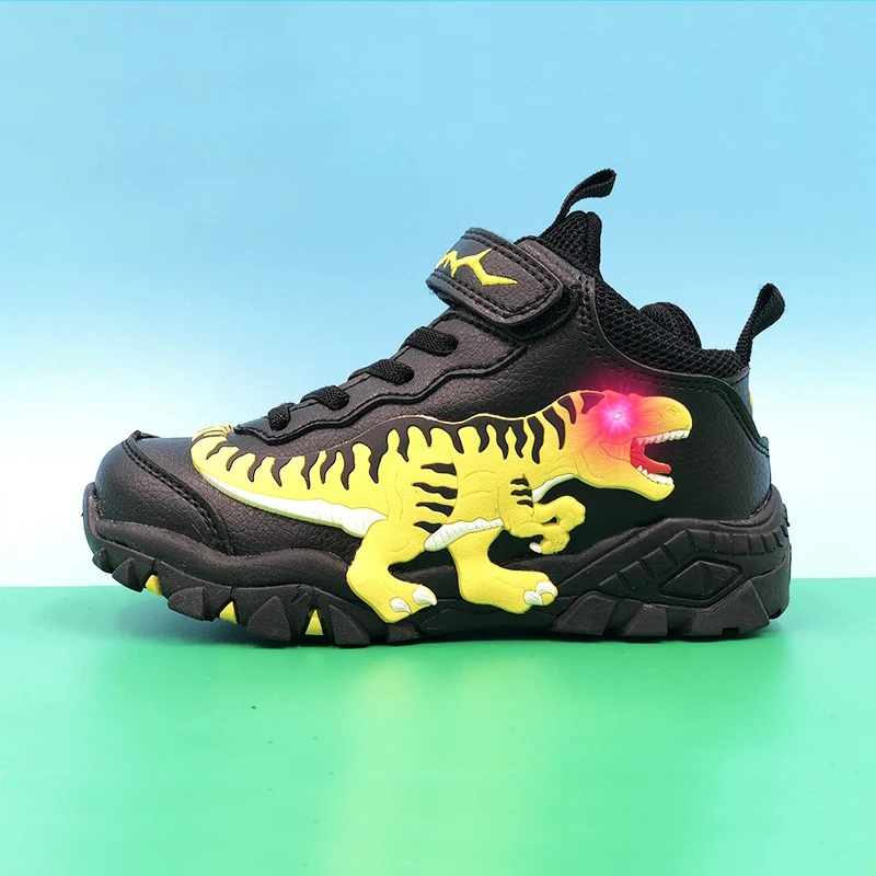 Dinoskulls динозавр Детские светящиеся кроссовки осенние кожаные для мальчиков T rex