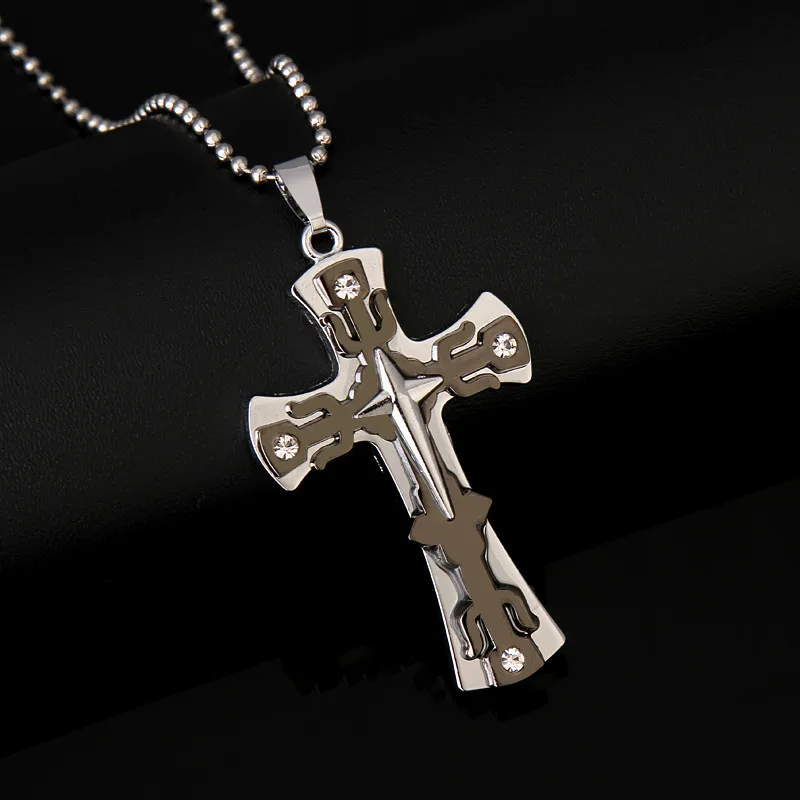 Новое модное ожерелье с большим крестом для мужчин креативное трехслойное