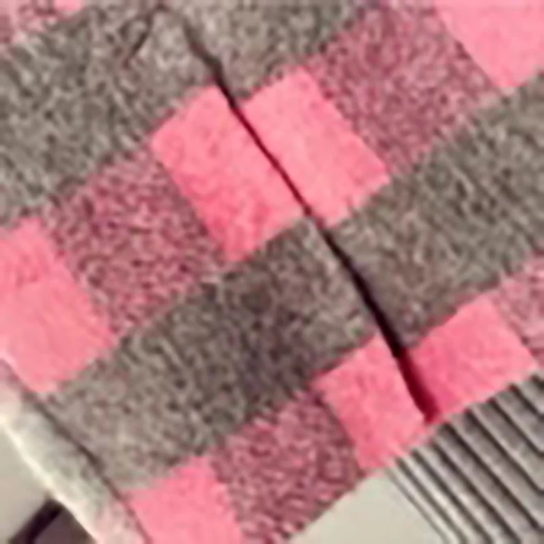 

CMAZ Autumn and Winter Plaid Suit Collar Loose Rabbit Fur Cute No Belt Cotton Korean Style Pink Temperament Commute Coat 8629
