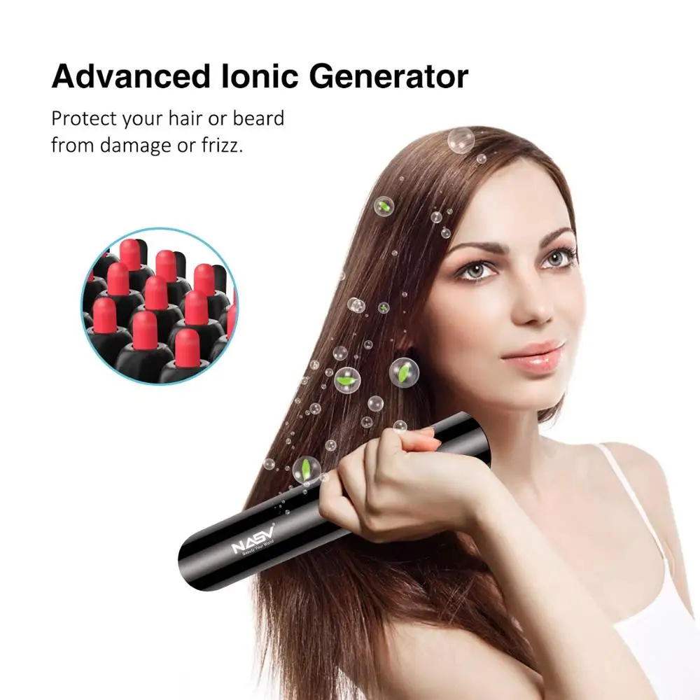 

Beard Straightener Brush USB Wireless Charging Hair Comb Portable Mini Ceramic Charging Hair Straightener One-Step Hair Styler