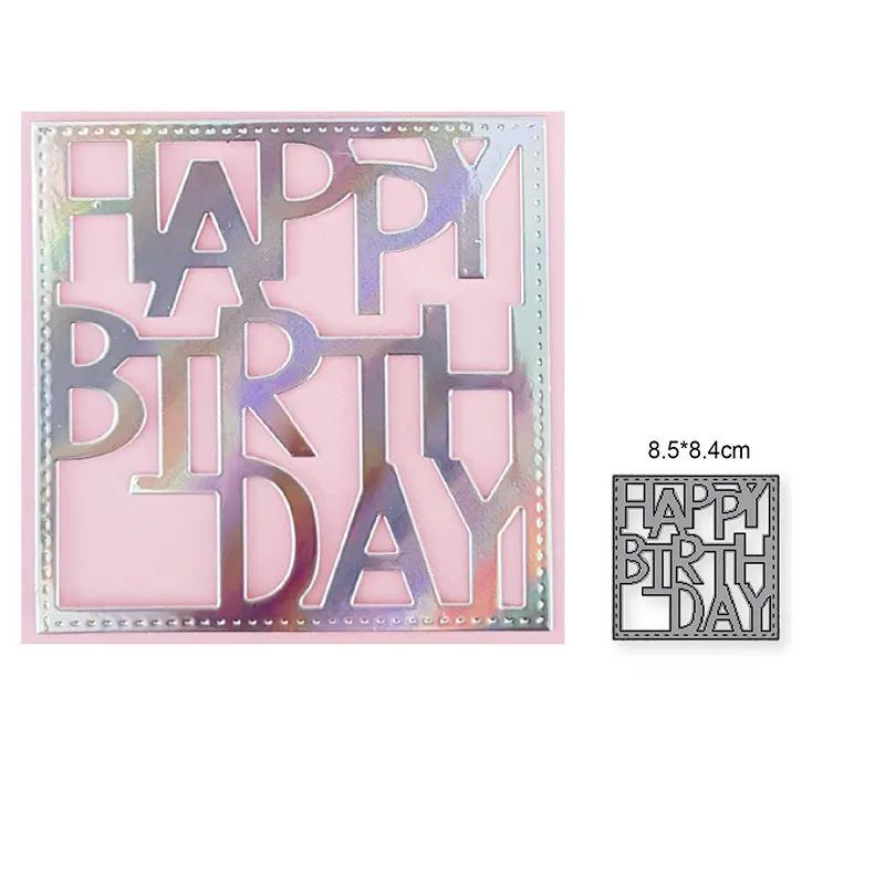 

2021 New Metal Cutting Dies Cut Mold Happy Birthday Frame Decoration Scrapbook Paper Craft Knife Mould Blade Punch Stencils dies