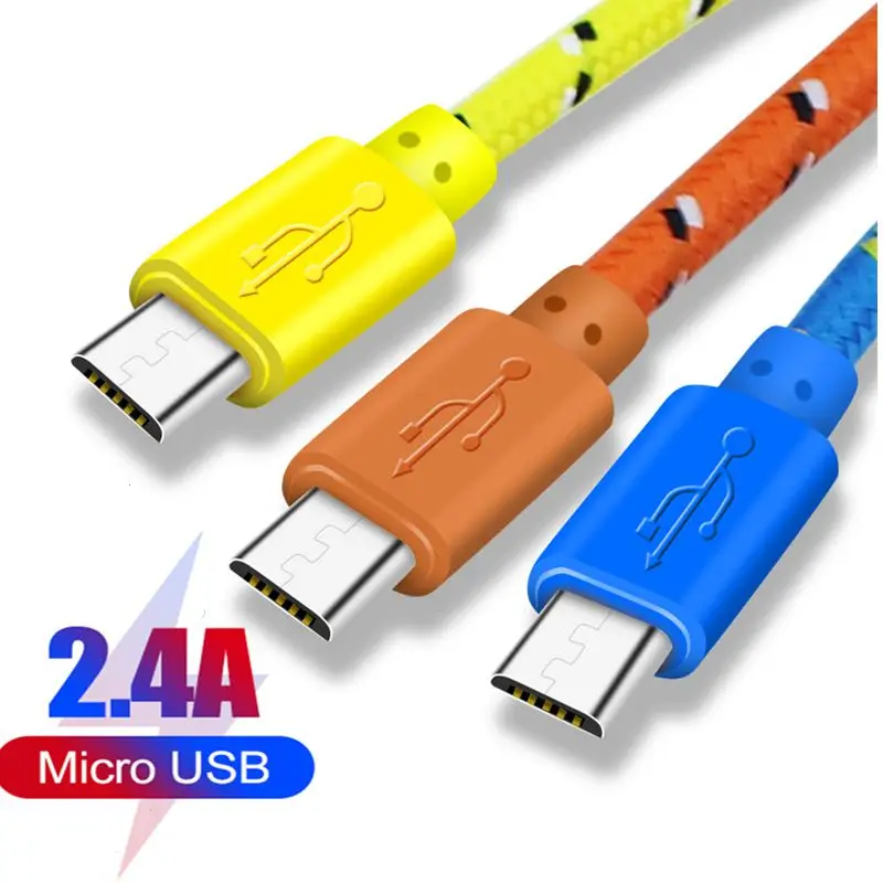 Нейлоновый кабель Micro USB для быстрой зарядки Huawei Samsung Xiaomi Шнур телефона Android|Кабели