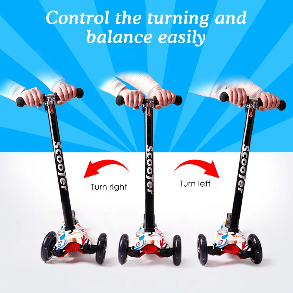 Детский складной скутер 3 светильник кой для малышей колеса самокат регулируемый