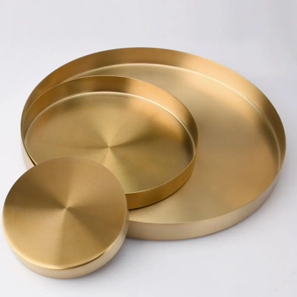 

3pcs Round Decorative Storage Tray Towel Tray Cosmetic Plate Jewelry Organizer Necklace Kitchen Fruit Bathroom Desktop Storage