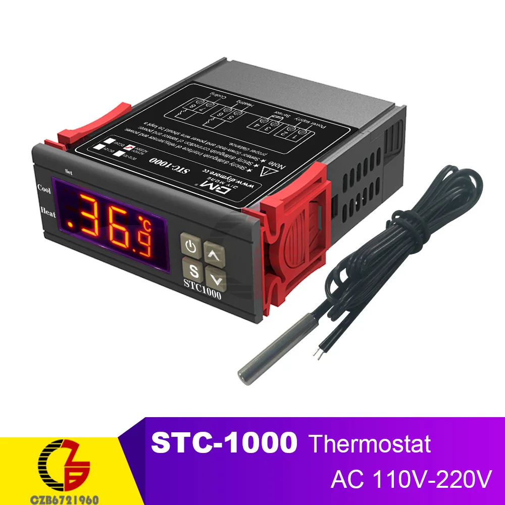 STC-1000 AC 110-220V STC-1000 SHT2000 DST1000 цифровой термостат регулятор влажности Регулятор температуры Терморегулятор гигрометр 12 в 110 В 220 В - Цвет: STC-1000 AC 110-220V