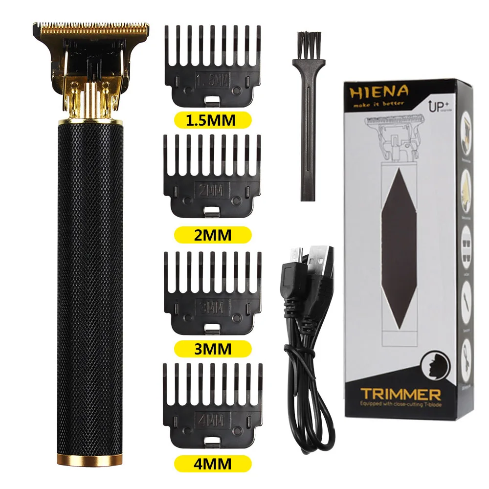 Maquinilla el&eacute;ctrica de cortar pelo para hombre, afeitadora recargable por conexi&oacute;n USB, T9, peluquer&iacute;a profesional-3