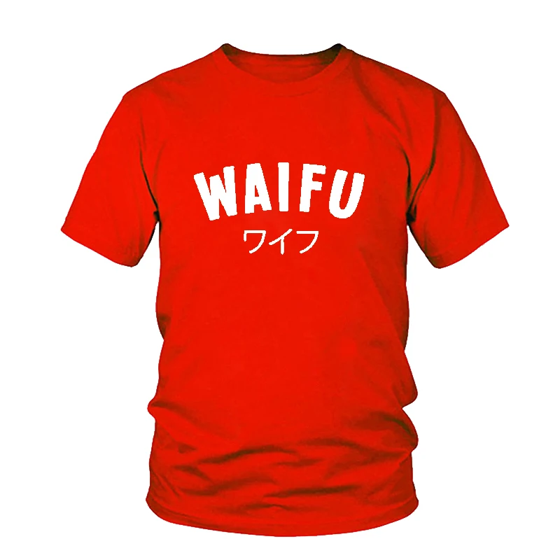 Симпатичная хипстерская футболка Tumblr футболки WAIFU японский Харадзюку с красными