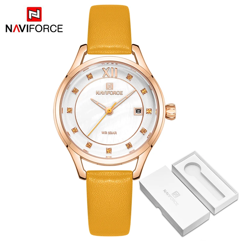 RGWY BOX Новинка NAVIFORCE женские часы модные роскошные часы со стразами синие кварцевые часы водонепроницаемые повседневные часы женские наручные часы Relogio Femino - Цвет: RGWY BOX