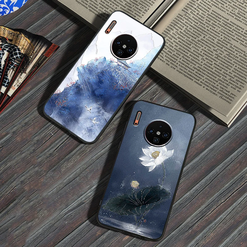 Рельефный Винтажный чехол в Восточном китайском и японском стиле для Huawei mate 30 Pro с
