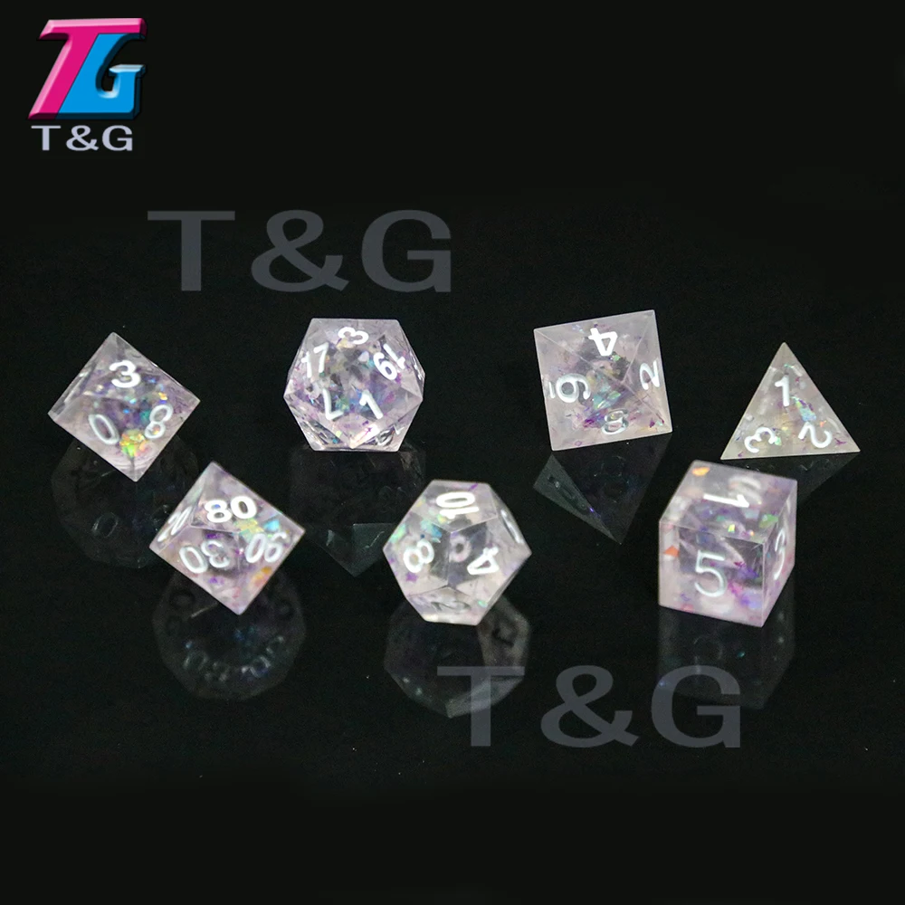 НОВЫЕ Изящные Красочные острые края и красивые игральные кости 7 шт./компл.