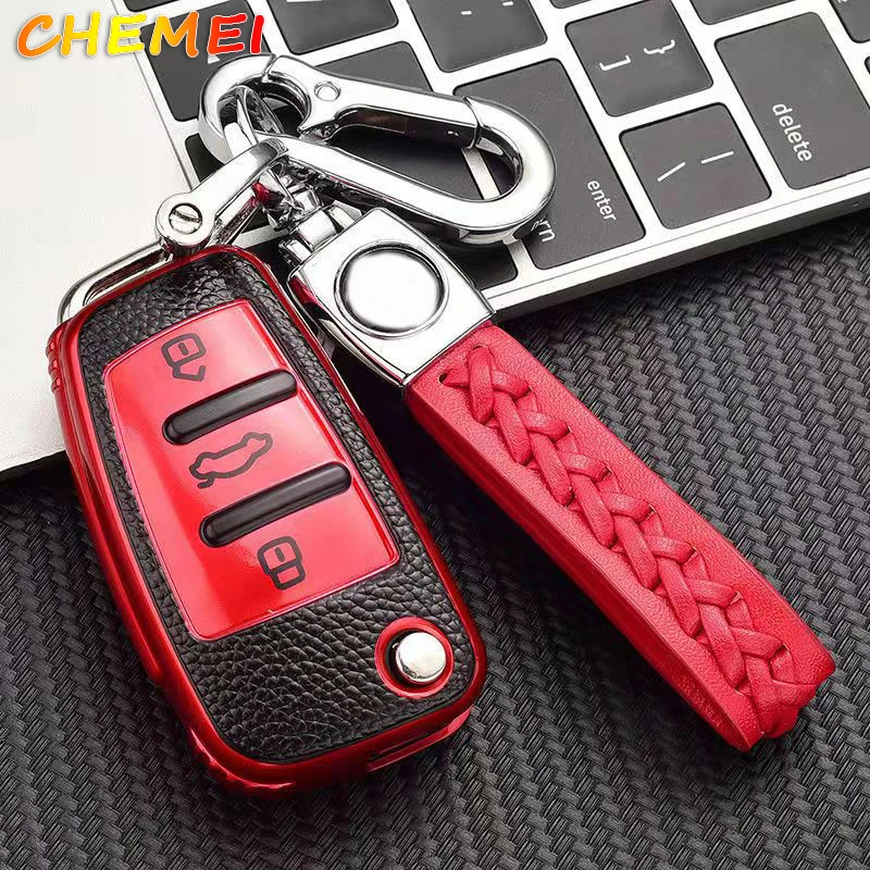 

Soft TPU Leather Car Key Case Cover Bag For Audi A1 A3 A4 A5 Q7 A6 C5 C6 Car Holder Smart Remote Car Styling Accessories