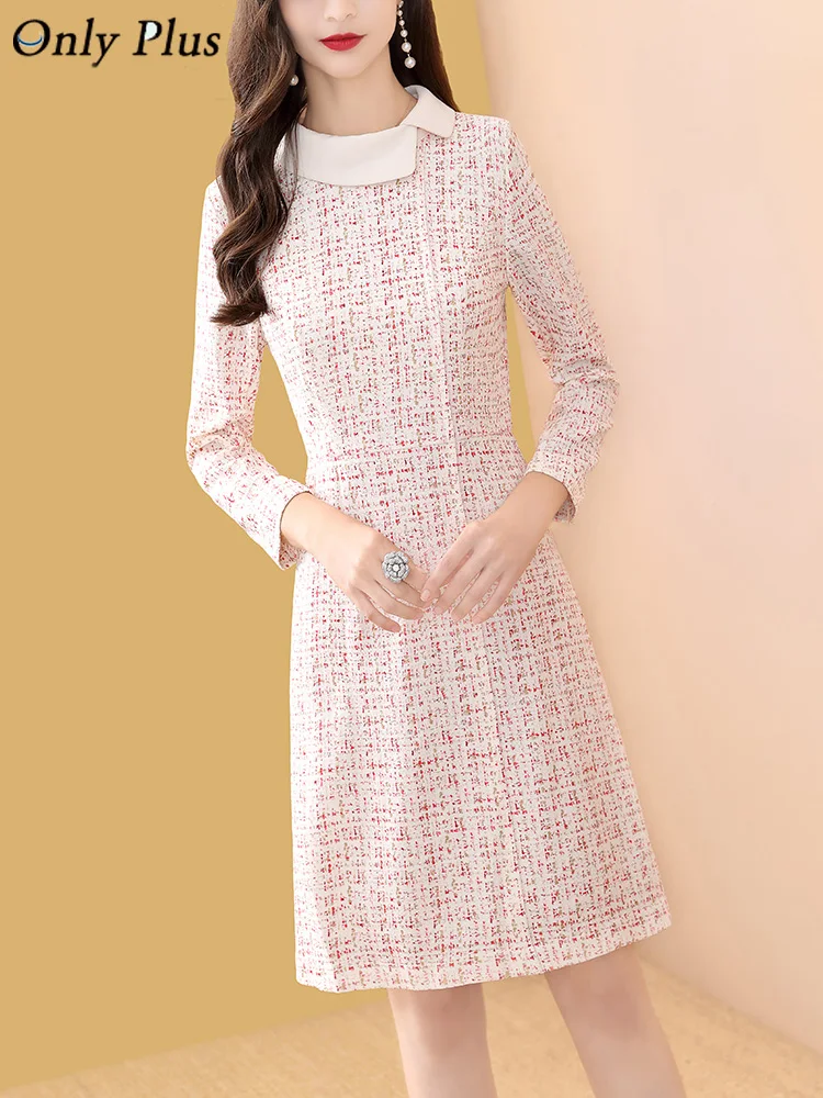 Женское твидовое платье Only Plus весеннее винтажное шерстяное с принтом элегантное
