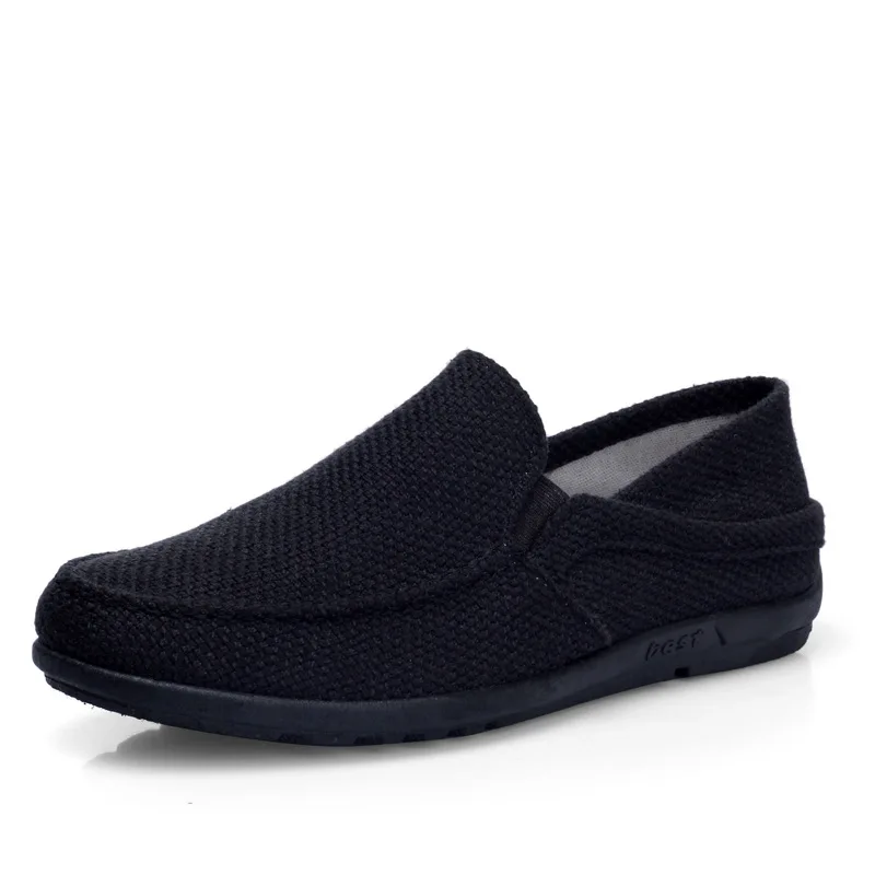 Мужская обувь Повседневная Мужская дышащая конопляная обувь мужская китайская мода г. Мягкие слипоны эспадрильи для мужчин Лоферы Zapatos De Hombre - Цвет: Черный
