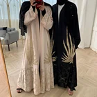Полная длина вышивка открытый мусульманский абайя алмаз бисер пеньюар Мода Дубай исламский абайя молитва обслуживание одежда халат