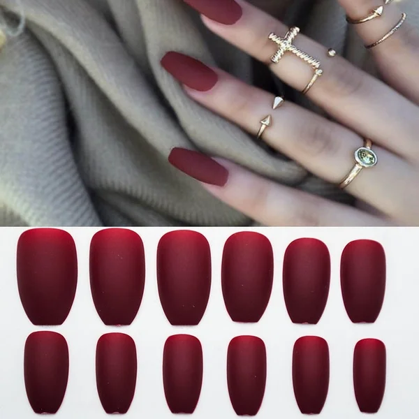 

24pcs/box False Nail Tips Full Cover Fake Press On Nails Matte Yellow Pure Acrylic Frosted Ballerina Acrylic For Nails Nail Art