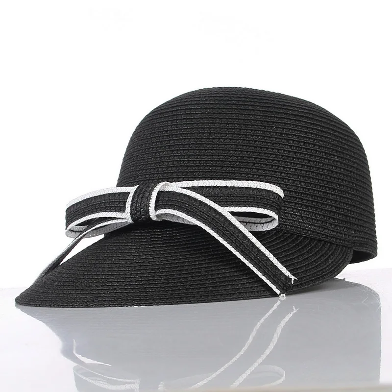 

4 Colors New Fashion Bow Design Visor Sun Caps Women Paper Hat Empty Top Hats Cooling Beach Sunscreen Sport Cap Dropshipping