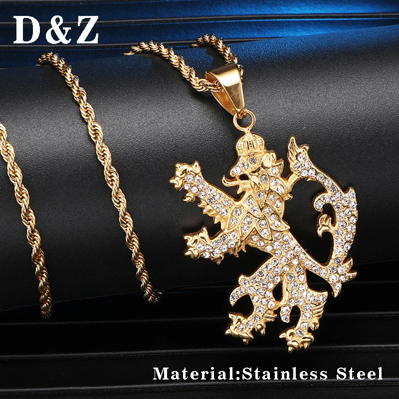 D & Z сверкающие стразы бриллиантовые Подвески золотого цвета из нержавеющей