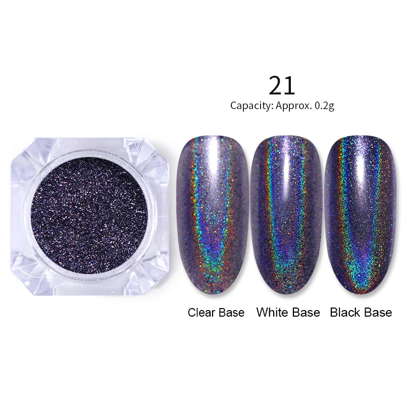 Holographic-0.2g BORN PRETTY Neon Mirror сверкающая голографическая пудра ультра-тонкий дизайн ногтей Блестящий порошок хромового пигмента пыль чистый цветной гель для ногтей - Цвет: Holographic-0.2g