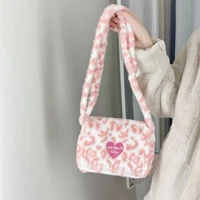 fashion leopard print female shoulder crossbody bag soft plush cool girls messenger bags elegant design ladies purse handbags