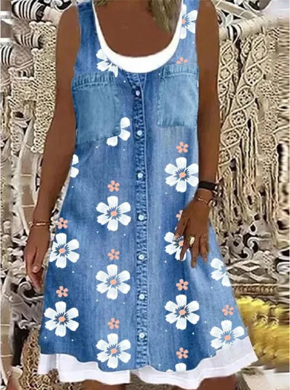 

2021 new women's loose fashion printed casual dress