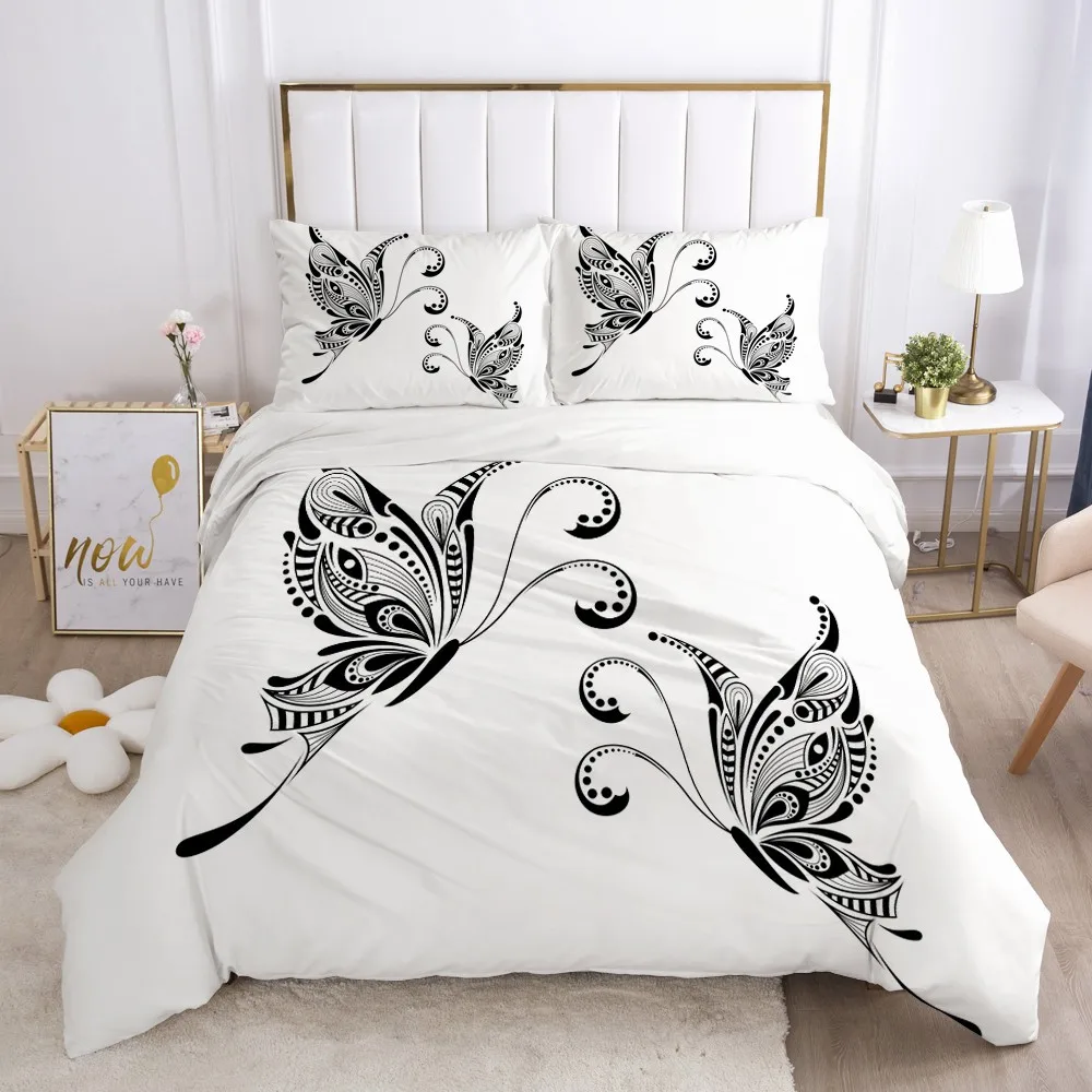 

3D Duvet Cover Sets Bedding Set Comforter Cover Pillow Cover King Queen Full Double Size Simple Flower Custom White Home Texitle